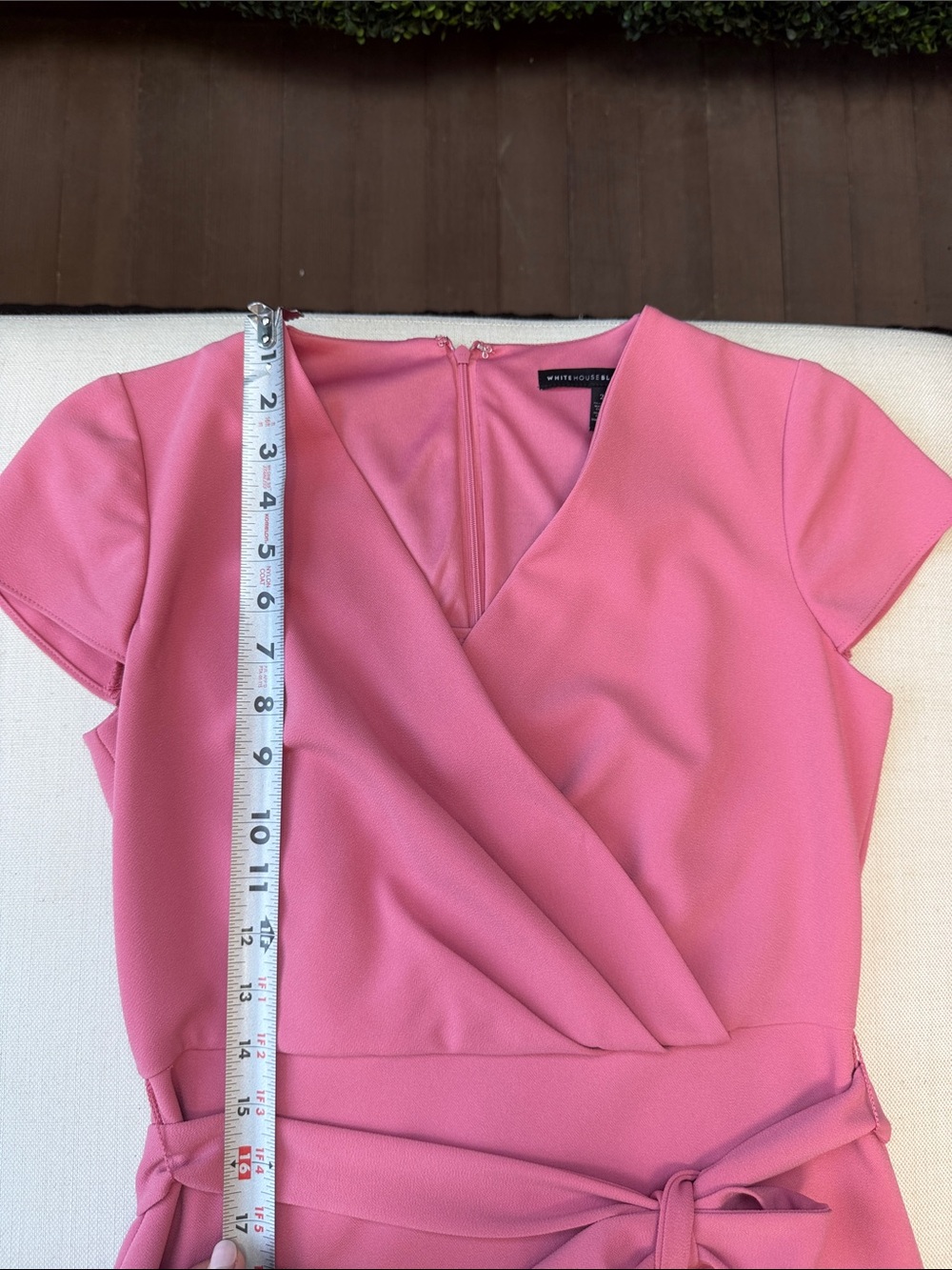 NWOT White House Black Market Pink Wrap-Front Dress with Waist Tie Size 2 - Picture 4 of 10